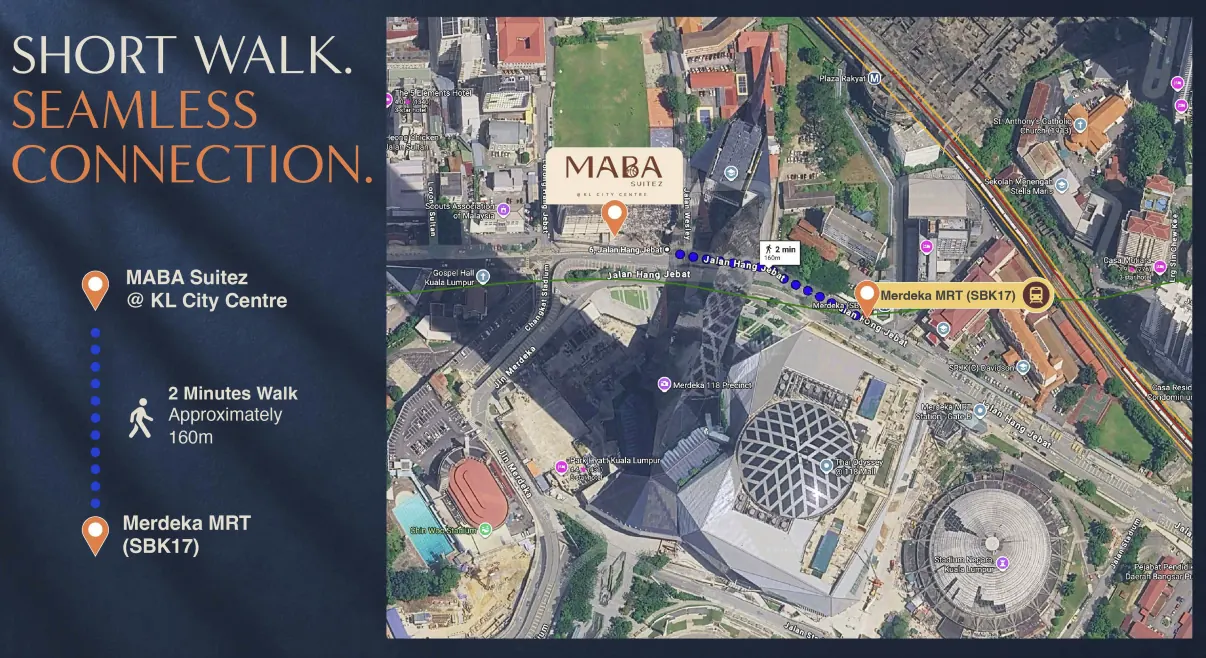 Maba Suitez distance diagram showing nearby Kuala Lumpur landmarks