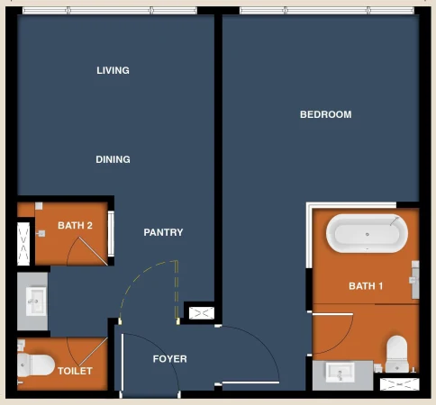 Type C 657 sq ft dual-key plan